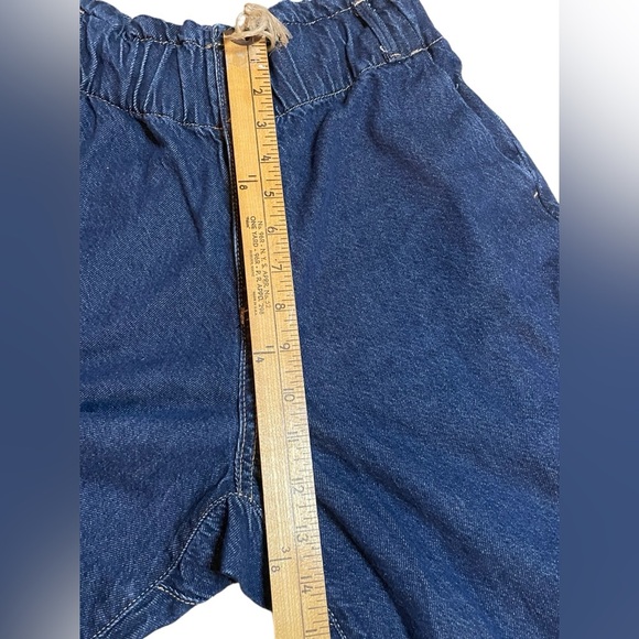 ZARA Denim Jeans Paper Bag Raw Hem size 2 Elastic Baggy High Rise Summer Fall - Picture 3 of 7
